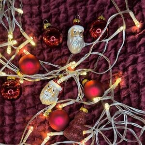 Set of 9 Vintage Glass Christmas Ornaments Hand-Painted Santa & Snowman Figures